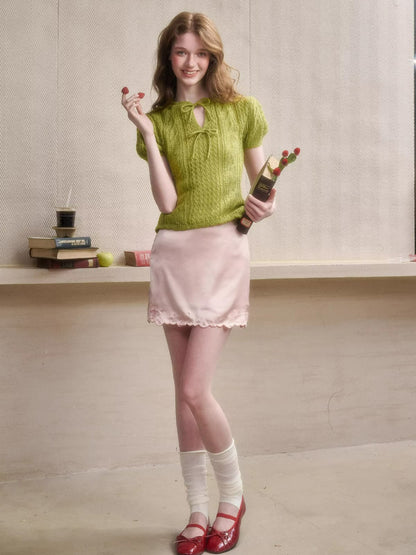 Mohair Wool Openwork Knit Sweater