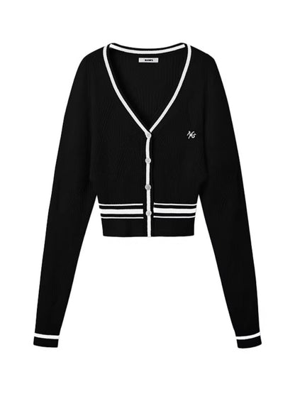 Newport Striped V-Neck Knit Cardigan