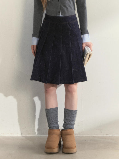 Vintage College Denim Padded Jacket &amp; Skirt Set