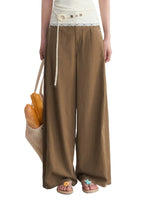 Retro Coffee Wide-Leg Pants