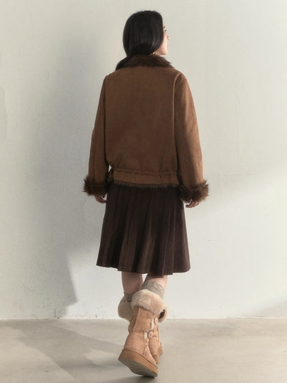 Oak Study Faux-Shearling Suede Jacket