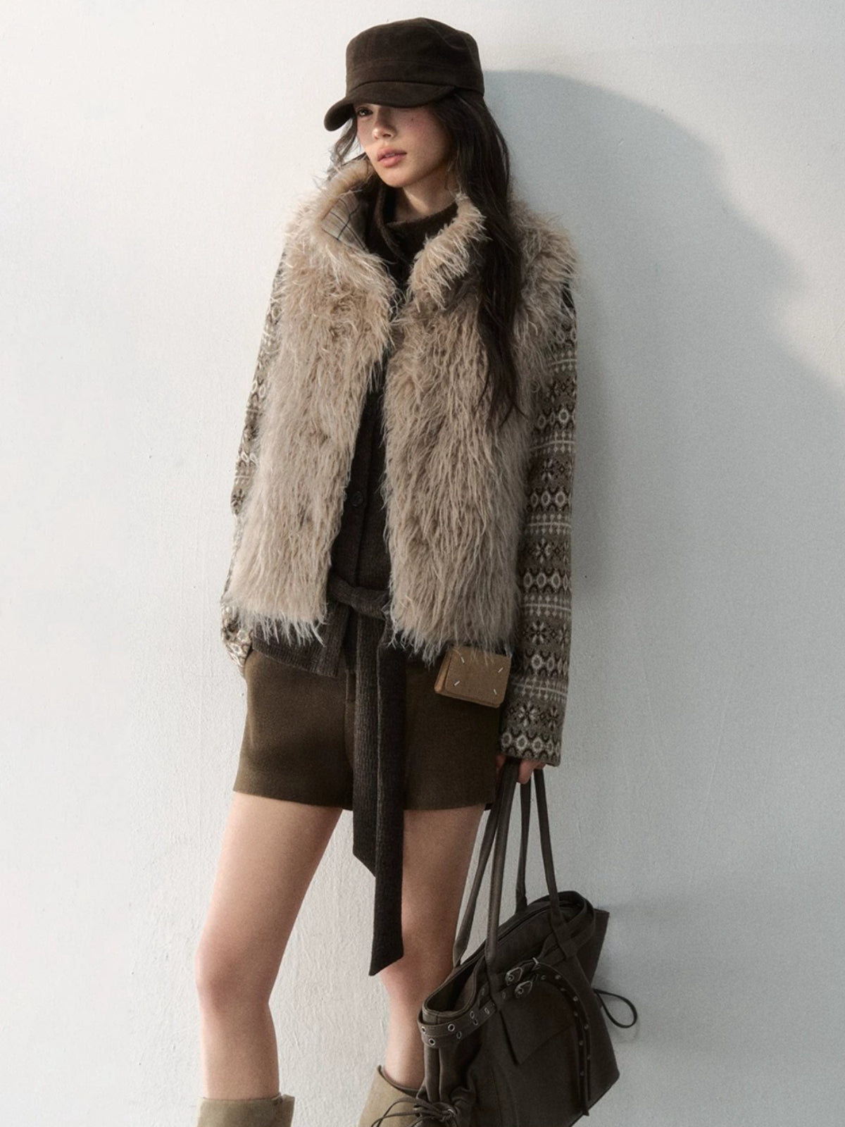 Reversible Plaid Faux Fur Vest