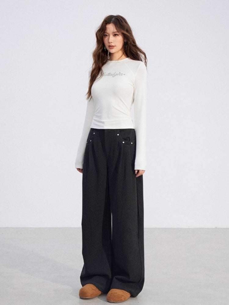 Rhinestone Fleece Knit Top