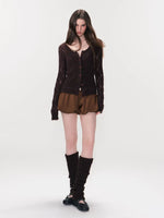Mohair Hollow Out Knit Cardigan