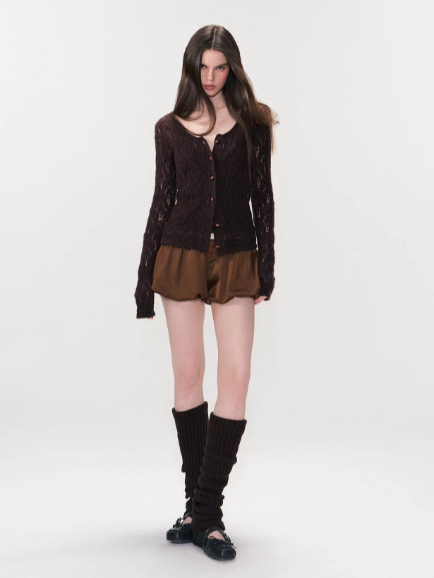 Mohair Hollow Out Knit Cardigan