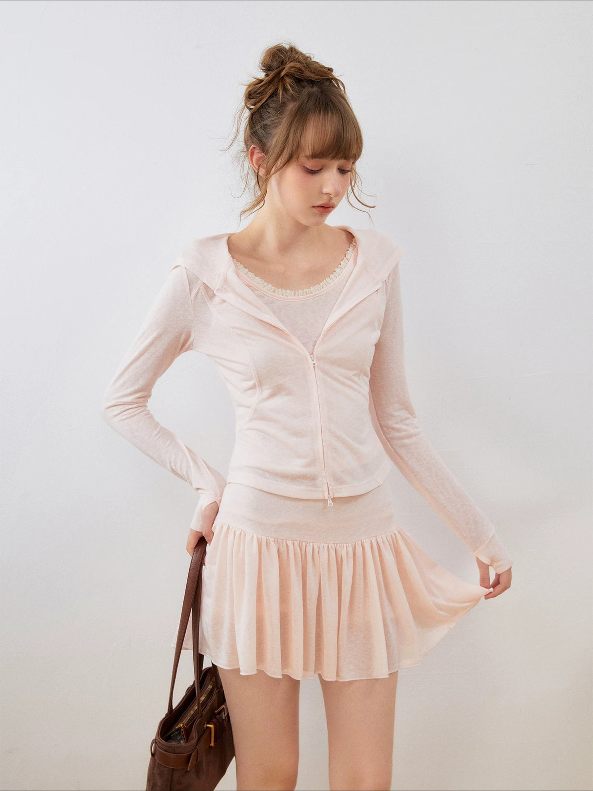 Lace Hooded Skirt Set