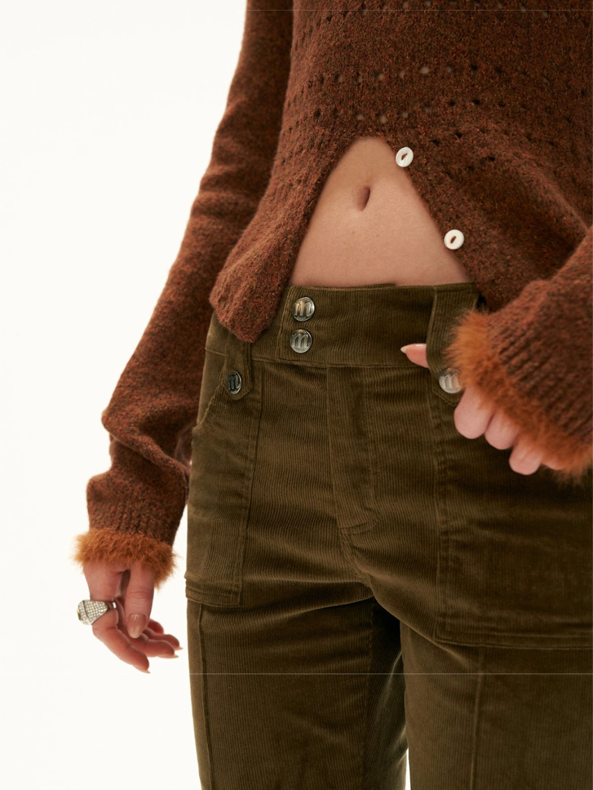 Tencel Cotton Corduroy Cropped Pants