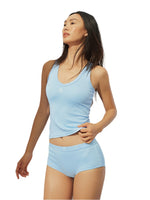 White & Blue V-neck Fitted Top