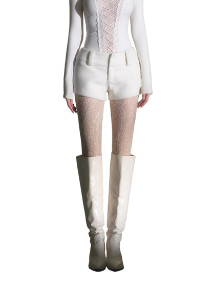 Low Rise Wool Mini Shorts