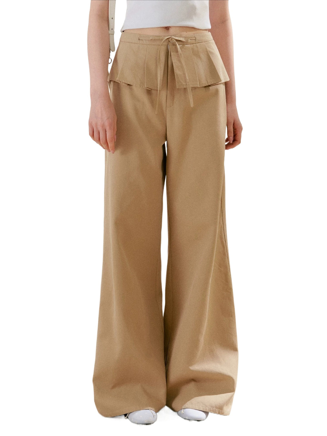 Pleated Wide-Leg Cargo Pants