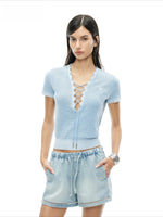 Hanley Drawstring Denim Shorts
