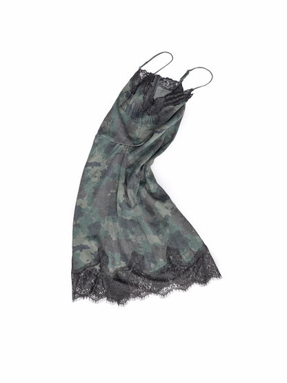 Camouflage Lace Trim Slip Dress