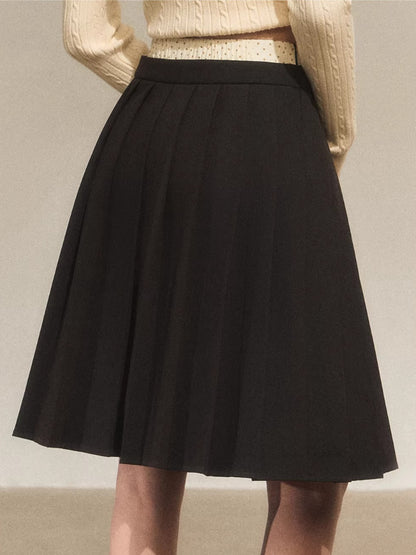 Polka Dot Pleated A-Line Skirt