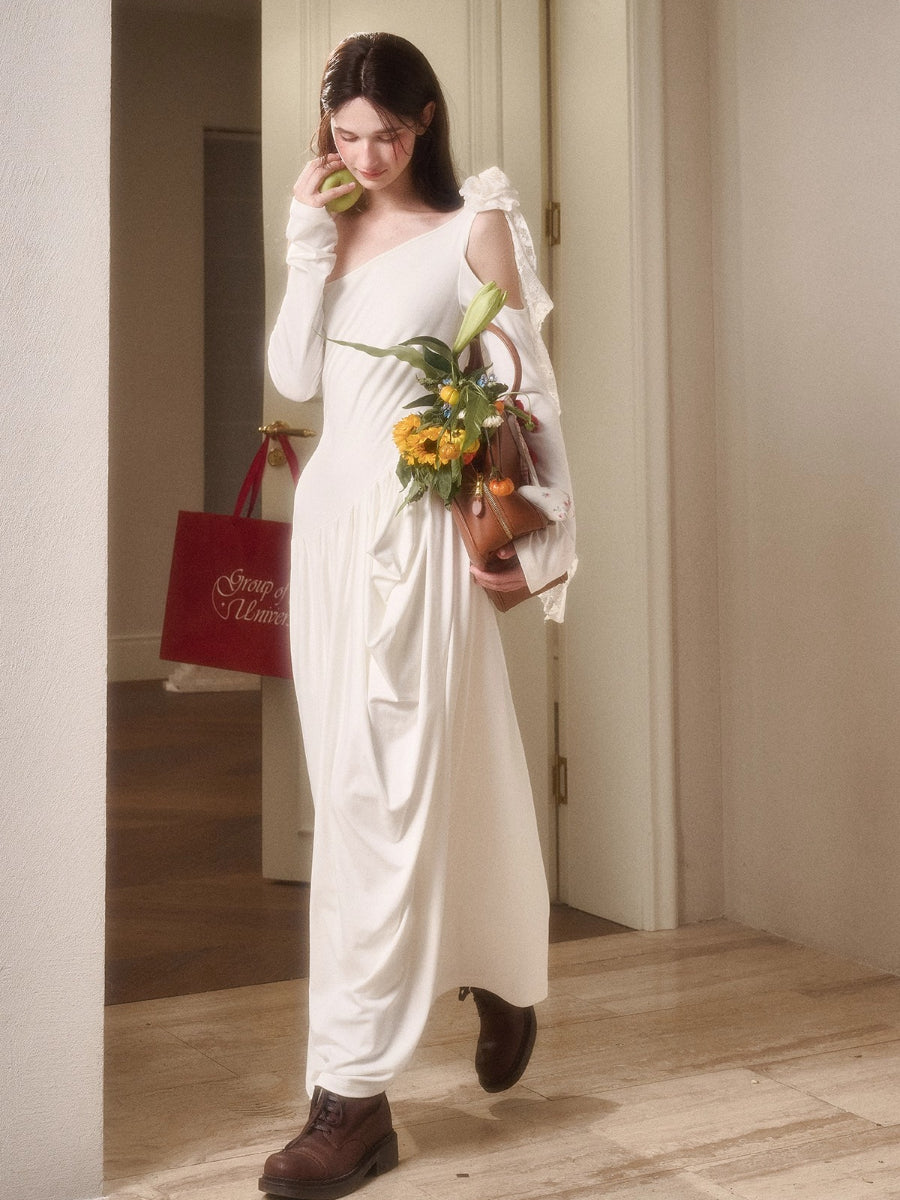 Hot Milk Off-Shoulder Knit Maxi Dress