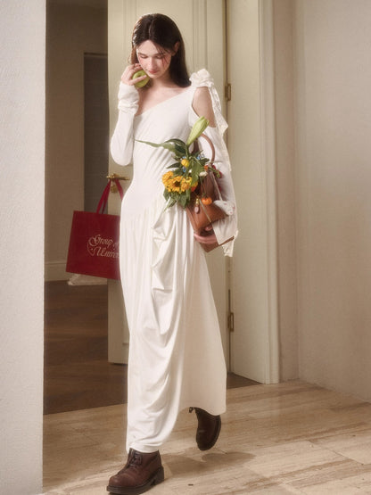 Hot Milk Off-Shoulder Knit Maxi Dress