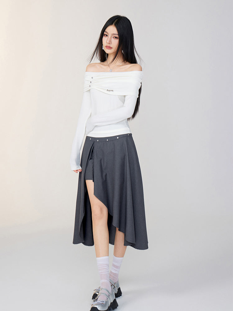 Off-Shoulder Two-Tone Top