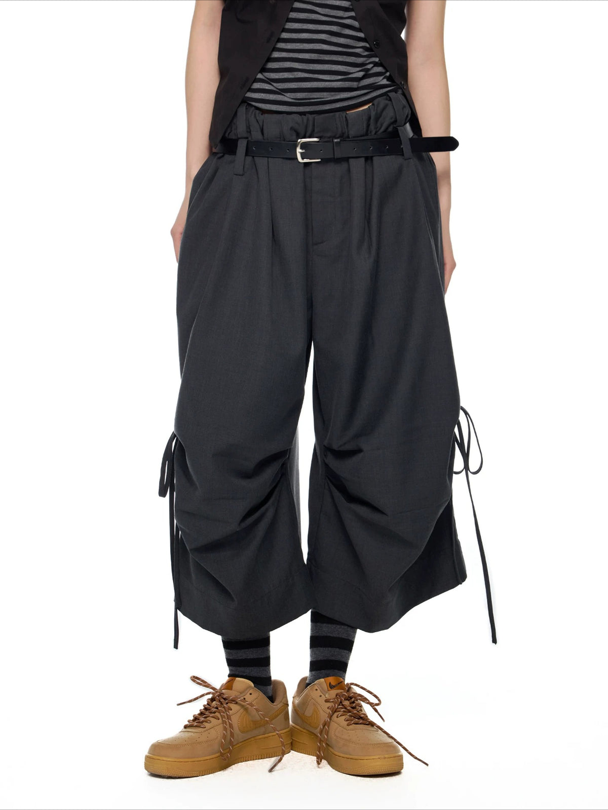 Drawstring Pleated Culottes