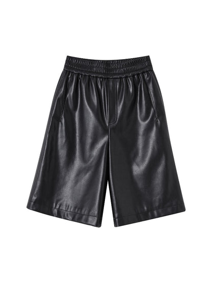 Faux Leather Wide-Leg Shorts