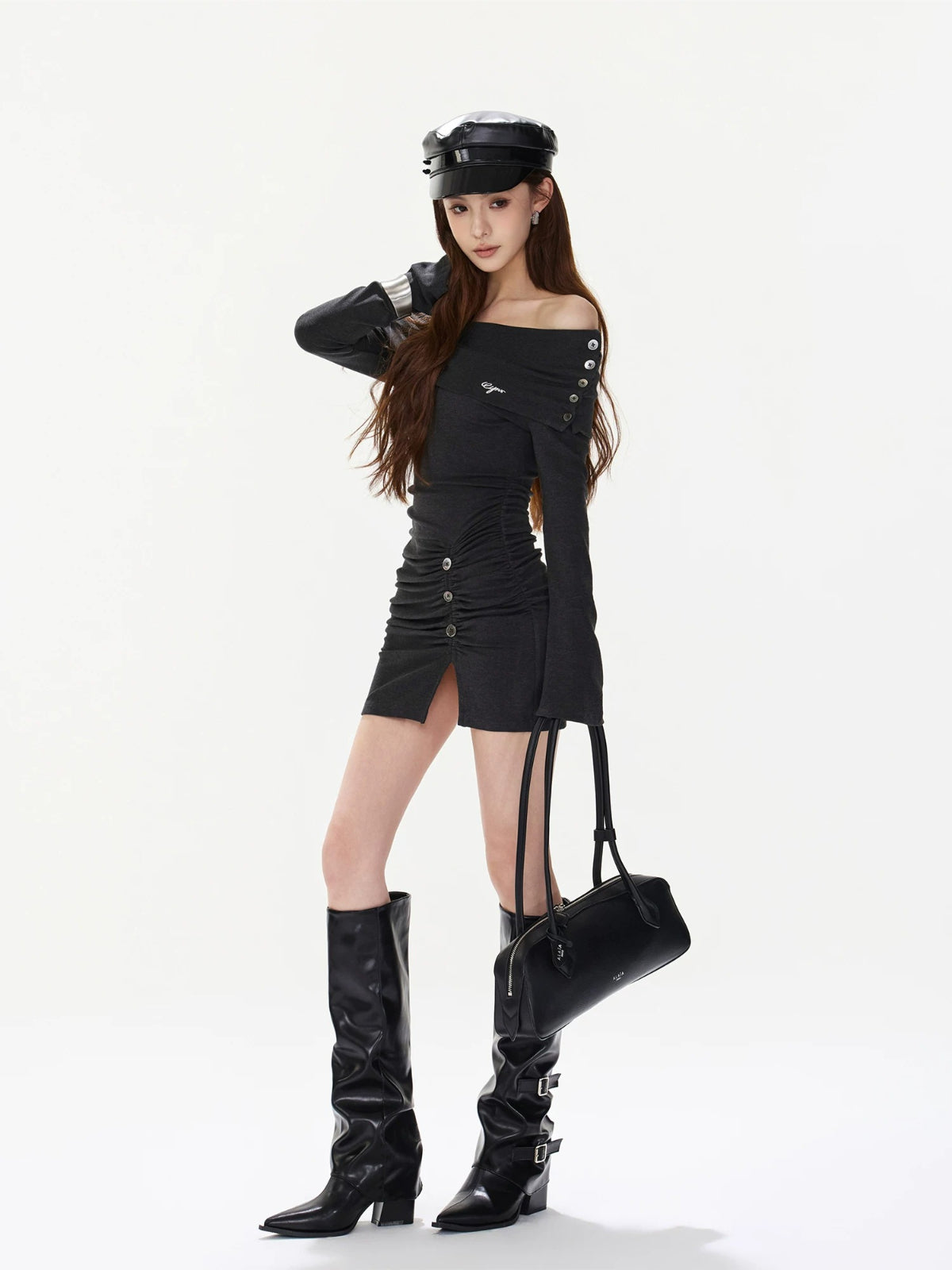 One Shoulder Ruched Dress