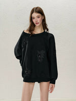 Asymmetric Shoulder Oversized Sweatshirt