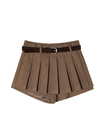 Belted Mohair Pleated Skort