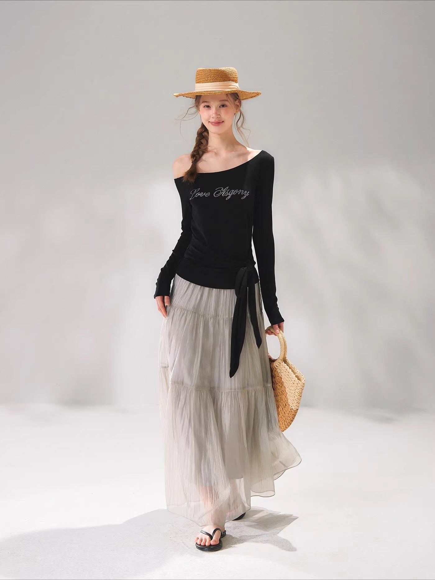 Crystal One Shoulder Tie Top