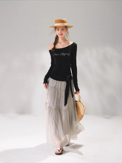 Crystal One Shoulder Tie Top