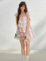 Pink Tulle Tiered Mini Dress