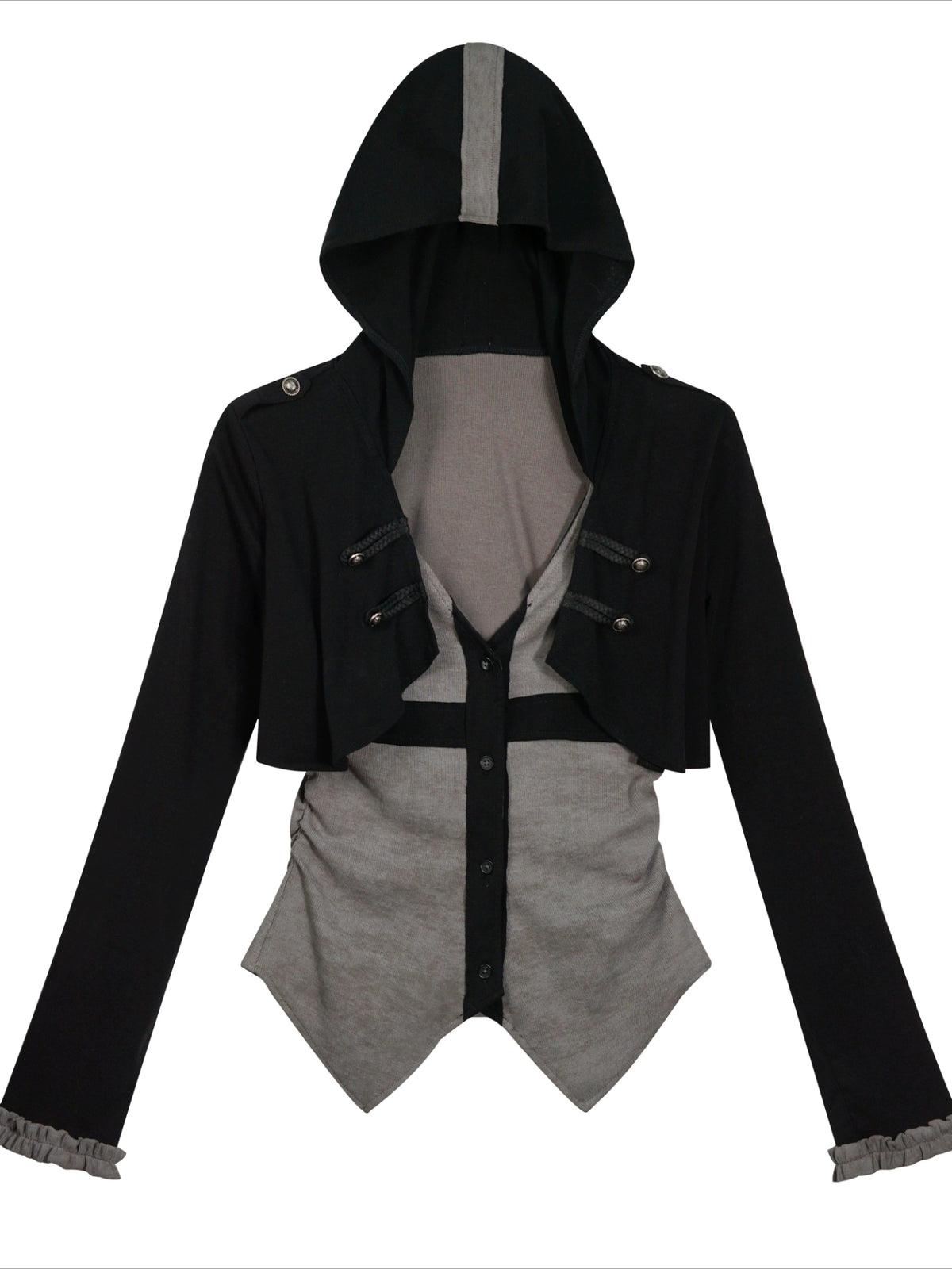Hooded Layered Knit Top
