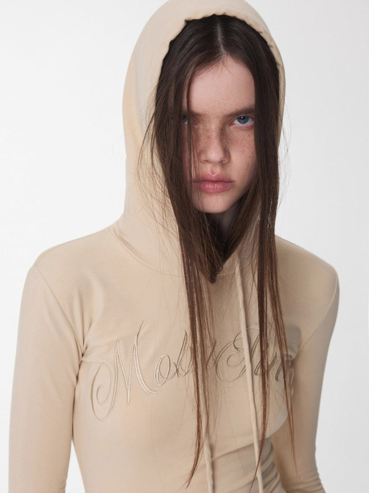 Letter Embroidery Hooded Bodysuit