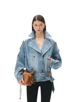 Washed Denim Suede Panel Jacket