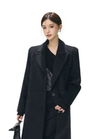 Black Tailored Wool Blend Long Coat
