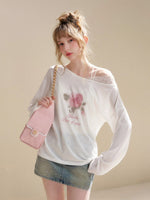 Rose Print Lace Top & Skirt Set