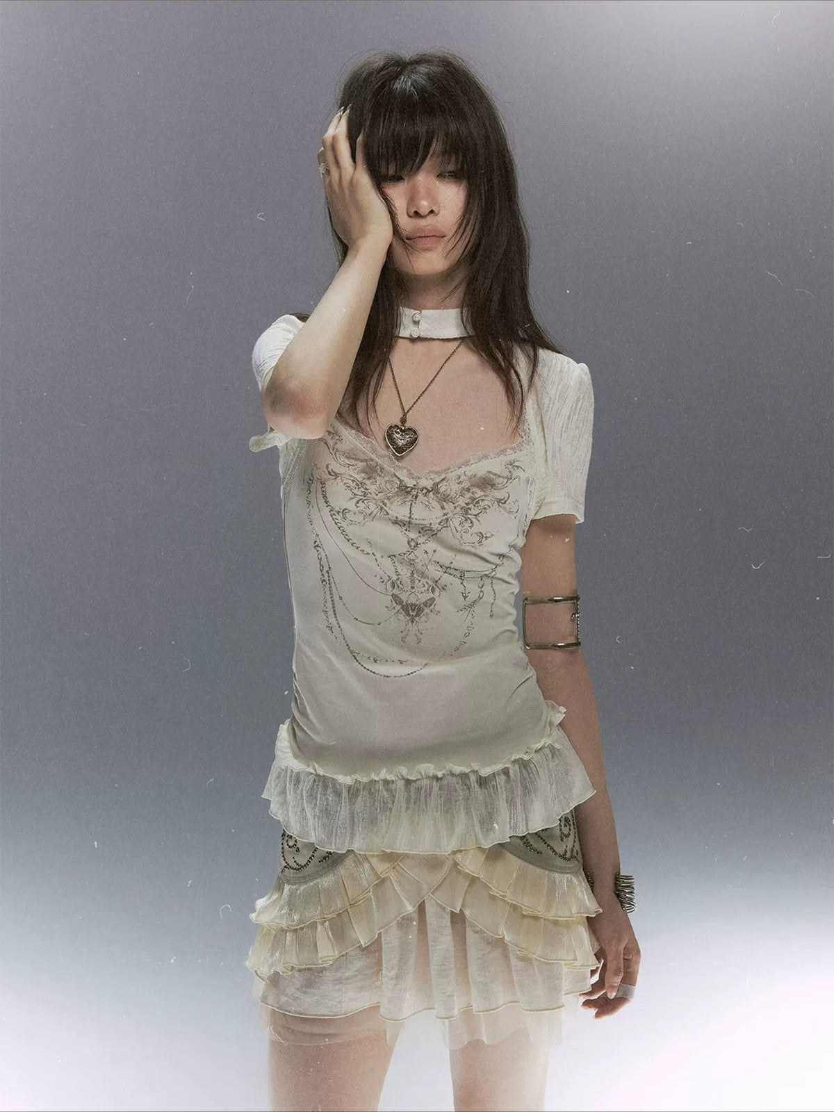 Studded Tiered Skirt