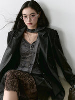 Structured Laced Leather Blazer