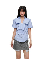 Crystal Bow Stripe Slim Shirt