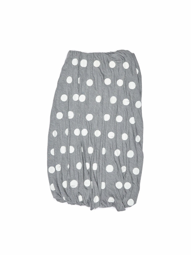 Polka Dot Contrast-Knot Bubble Midi Skirt