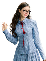 Red Rose & Navy Blue Rose Checkered Shirt