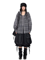 Vintage Plaid Hooded Oversized Shirt