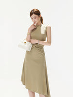 Brown Twisted Waist Dress