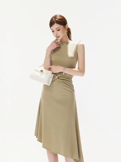 Brown Twisted Waist Dress