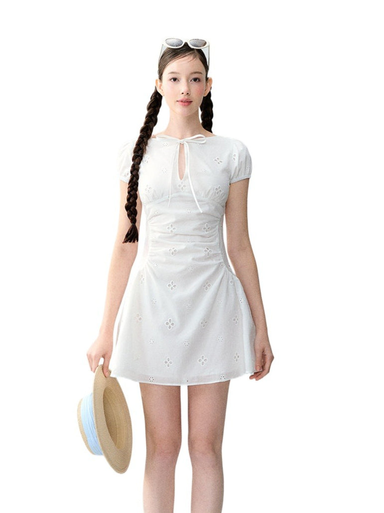 Embroidered Bow Dress