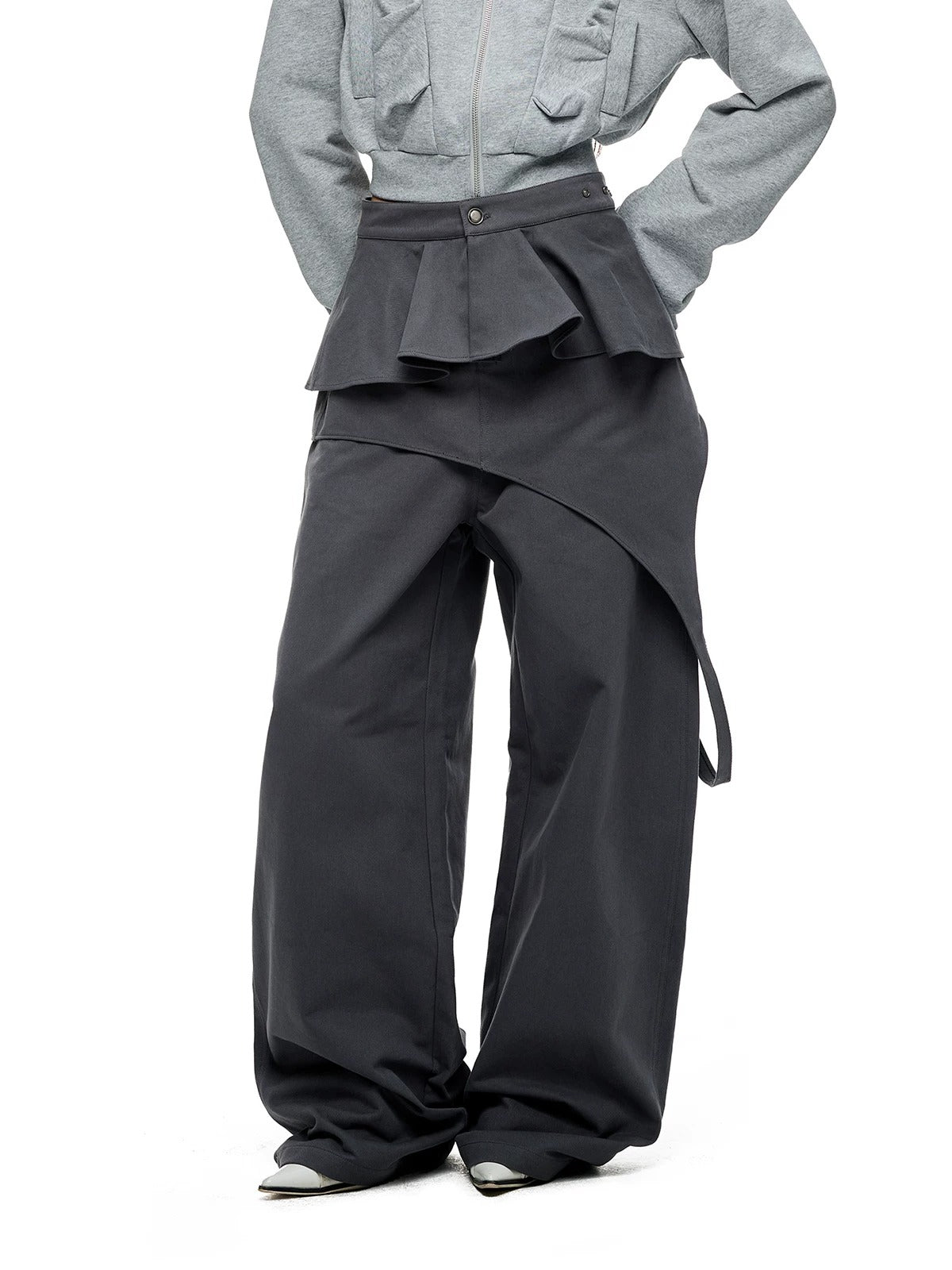 Detachable Layered Straight Leg Pants