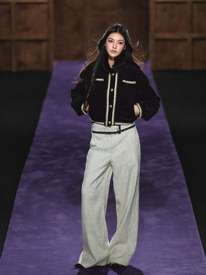 Wide-Waist Tailored Trousers