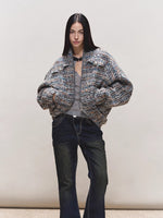 Wool Diamond-Stitch Tweed Jacket