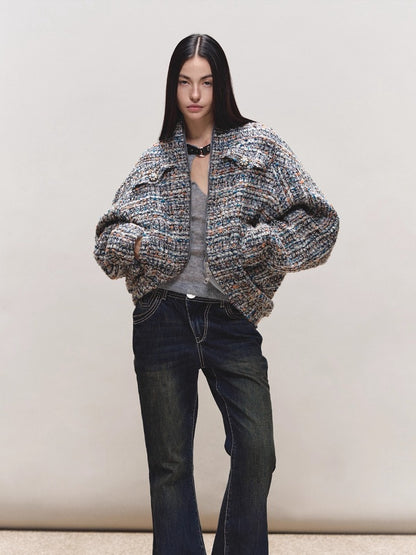 Wool Diamond-Stitch Tweed Jacket