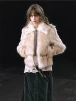 Detachable Hem Faux Fur Jacket