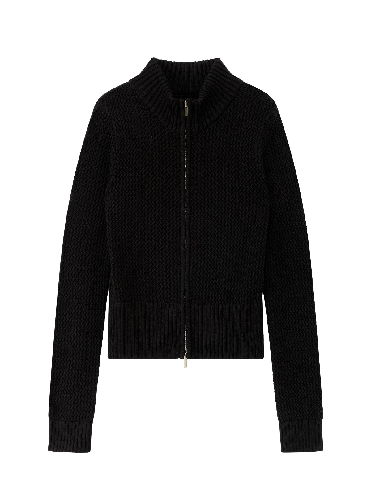 Black Cropped Knit Cardigan