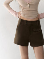 High-Waisted Wool Blend Shorts