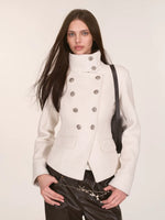 Ivory Stand Collar Military Jacket
